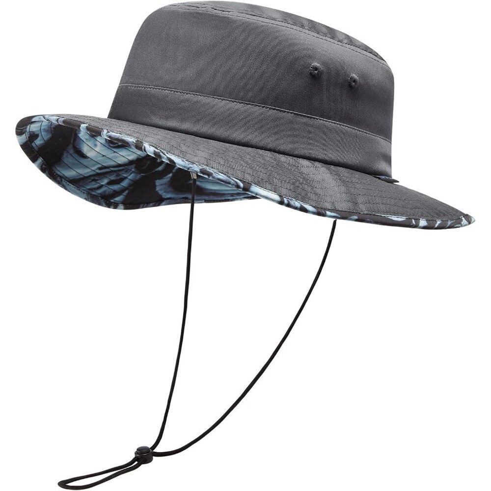Unisex Gray Western Wide Brim Boonie with Chin Strap Hiking Classic Cowboy Hat